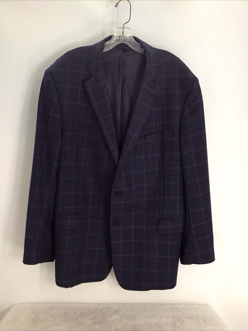 Brooks Brothers Regent Fit Blue Plaid 100% Lambswool Blazer Sport Coat 48R
